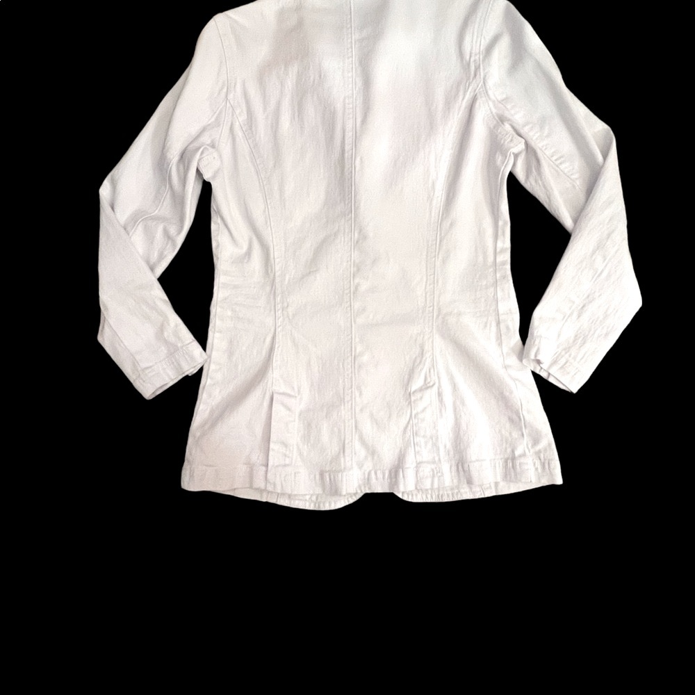 DG2 WHITE VINTAGE SPRING/SUMMER DENIM WITH STRETCH EMBELLISHED BLAZER - Picture 13 of 13